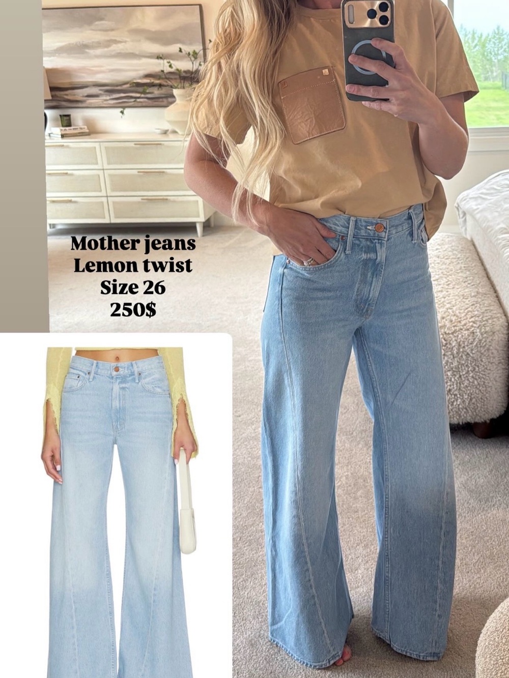 MOTHER Light Blue Wide-Leg Jeans